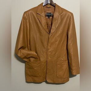 Jos. A. Bank Lambskin Leather Blazer Jacket Men's Tan Brown Coat - Sz S